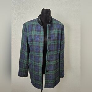 Vintage Talbots Women's Blazer in Green and Blue